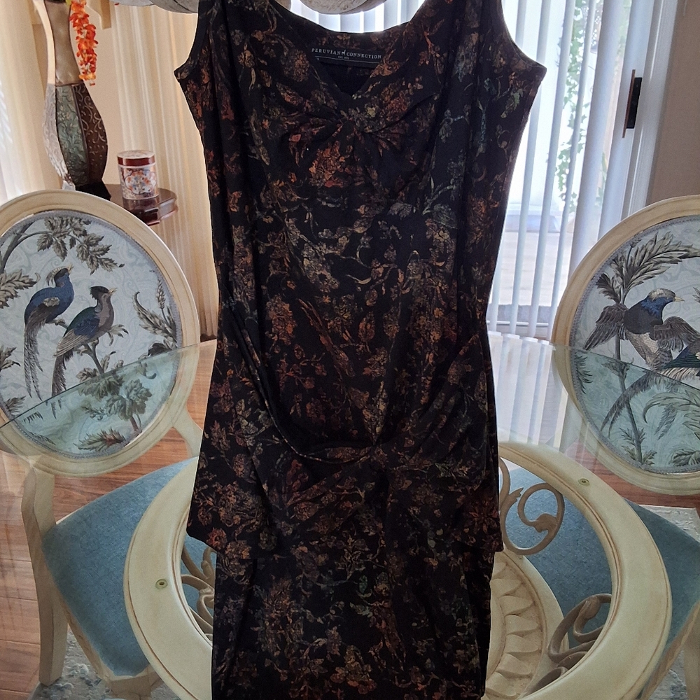 Peruvian Connection Black Floral Midi Dress